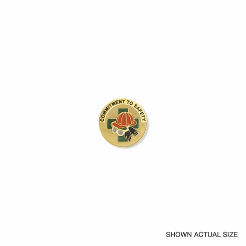 1 INCH "COMMITMENT TO SAFETY" HARD HAT ENAMELED LAPEL PIN