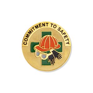 1 INCH "COMMITMENT TO SAFETY" HARD HAT ENAMELED LAPEL PIN