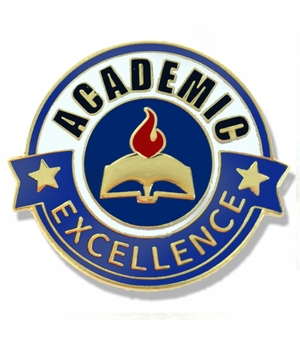 1 INCH DIAMETER ACADEMIC EXCELLENCE LAPEL PIN