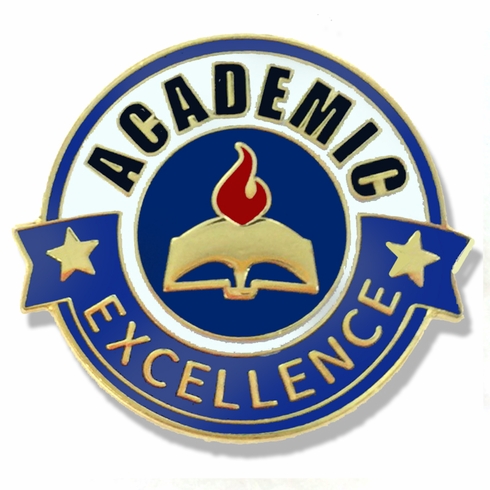 1 INCH DIAMETER ACADEMIC EXCELLENCE LAPEL PIN