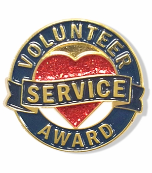 1 INCH DIAMETER VOLUNTEER SERVICE AWARD LAPEL PIN