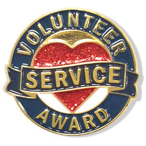 1 INCH DIAMETER VOLUNTEER SERVICE AWARD LAPEL PIN
