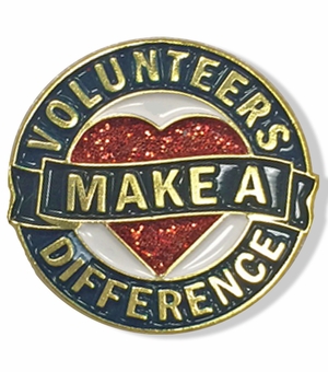1 INCH DIAMETER VOLUNTEERS MAKE A DIFFERENCE LAPEL PIN
