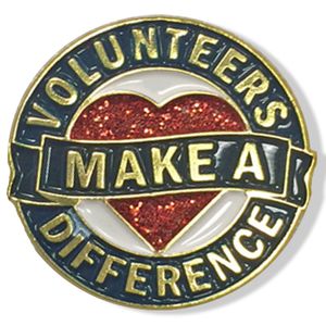 1 INCH DIAMETER VOLUNTEERS MAKE A DIFFERENCE LAPEL PIN