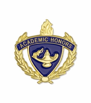 1-Inch in Height Gold Wreathed Lamp of Learning 'Academic Honors' Pin