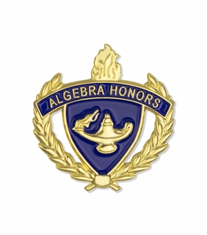 1-Inch in Height Gold Wreathed Lamp of Learning 'Algebra Honors' Pin