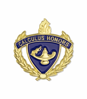 1-Inch in Height Gold Wreathed Lamp of Learning 'Calculus Honors' Pin