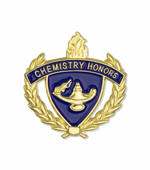 1-Inch in Height Gold Wreathed Lamp of Learning 'Chemistry Honors' Pin