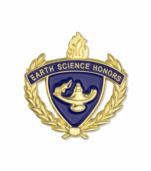 1-Inch in Height Gold Wreathed Lamp of Learning 'Earth Science Honors' Pin