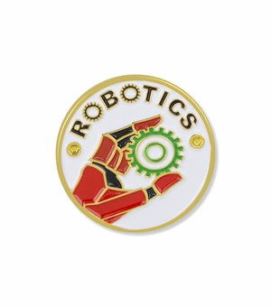 1 INCH GOLD ENAMELED ROBOTICS LAPEL PIN