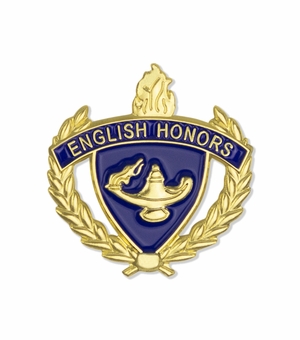 1-Inch in Height Gold Wreathed Lamp of Learning 'English Honors' Pin