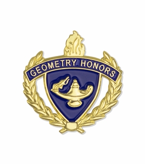 1-Inch in Height Gold Wreathed Lamp of Learning 'Geometry Honors' Pin