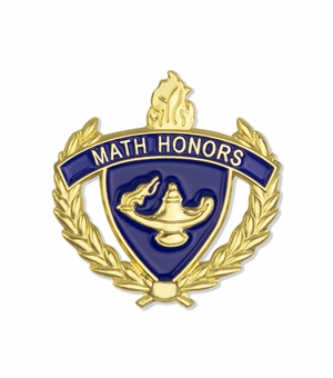 1-Inch in Height Gold Wreathed Lamp of Learning 'Math Honors' Pin