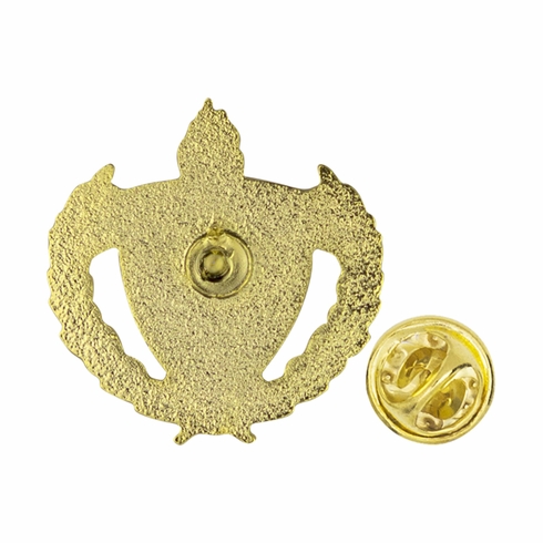1 INCH GOLD "MATH HONORS" WITH LAMP OF LEARNING AND WREATHS ENAMELED LAPEL PIN