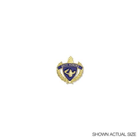 1 INCH GOLD "MATH HONORS" WITH LAMP OF LEARNING AND WREATHS ENAMELED LAPEL PIN