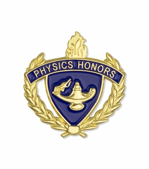 1-Inch in Height Gold Wreathed Lamp of Learning 'Physics Honors' Pin