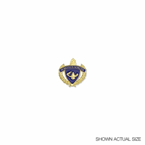 1 INCH GOLD "ROBOTICS HONORS" WITH LAMP OF LEARNING AND WREATHS ENAMELED LAPEL PIN