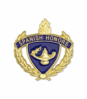 1-Inch in Height Gold Wreathed Lamp of Learning 'Spanish Honors' Pin