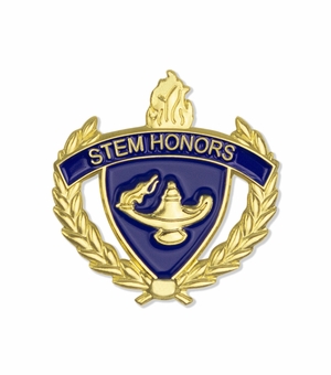 1-Inch in Height Gold Wreathed Lamp of Learning 'STEM Honors' Pin