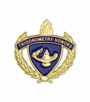 1-Inch in Height Gold Wreathed Lamp of Learning 'Trigonometry Honors' Pin
