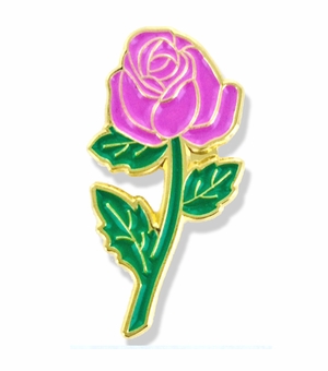 1 INCH HEIGHT PINK ROSE LAPEL PIN