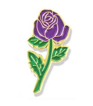 1 INCH HEIGHT PURPLE ROSE LAPEL PIN