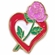 1 INCH HEIGHT RED HEART WITH PINK ROSE LAPEL PIN