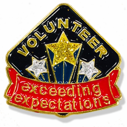 1 INCH HEIGHT VOLUNTEER EXCEEDING EXPECTATIONS LAPEL PIN