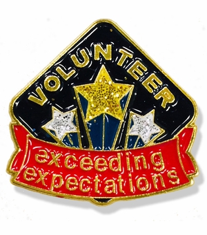1 INCH HEIGHT VOLUNTEER EXCEEDING EXPECTATIONS LAPEL PIN