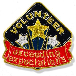 1 INCH HEIGHT VOLUNTEER EXCEEDING EXPECTATIONS LAPEL PIN