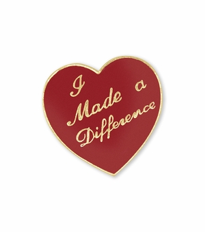 1 INCH I MADE A DIFFERENCE ENAMELED HEART LAPEL PIN