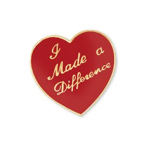 1 INCH I MADE A DIFFERENCE ENAMELED HEART LAPEL PIN