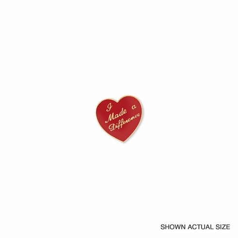 1 INCH I MADE A DIFFERENCE ENAMELED HEART LAPEL PIN
