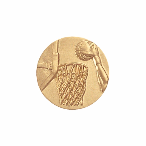 1-Inch in Diameter Round Metal Basketball Medallion Insert in Multiple Colors