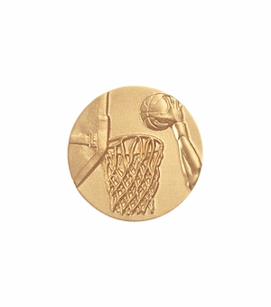 1-Inch in Diameter Round Metal Basketball Medallion Insert in Multiple Colors