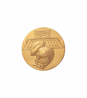 1-Inch in Diameter Round Metal Football Medallion Insert in Multiple Colors