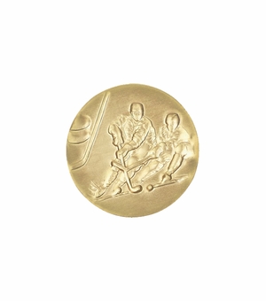 1-Inch in Diameter Round Metal Ice Hockey Medallion Insert in Multiple Colors