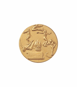 1-Inch in Diameter Round Metal Male Track Events Medallion Insert in Multiple Colors