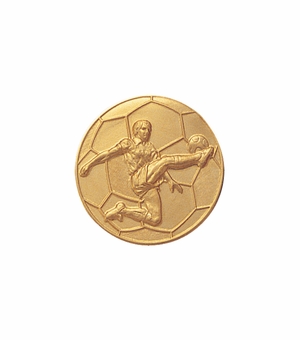 1-Inch in Diameter Round Metal Mens Soccer Medallion Insert in Multiple Colors