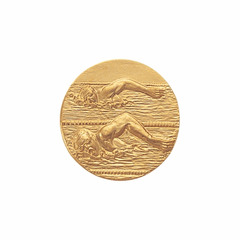 1-Inch in Diameter Round Metal Mens Swimming Medallion Insert in Multiple Colors