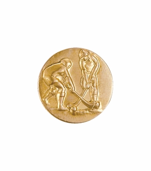 1-Inch in Diameter Round Metal Womens Field Hockey Medallion Insert in Multiple Colors
