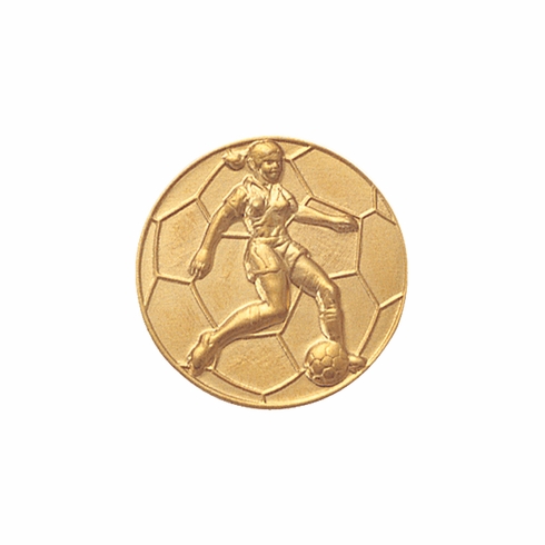 1-Inch in Diameter Round Metal Womens Soccer Medallion Insert in Multiple Colors