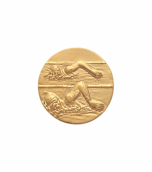 1-Inch in Diameter Round Metal Womens Swimming Medallion Insert in Multiple Colors
