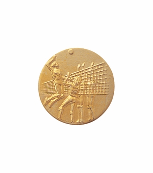 1-Inch in Diameter Round Metal Womens Volleyball Medallion Insert in Multiple Colors