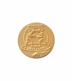 1-Inch in Diameter Round Metal Wrestling Medallion Insert in Multiple Colors