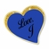 1 INCH MODERN SPARKLED BLUE ENAMELED HEART WITH GOLD BORDER LAPEL PIN