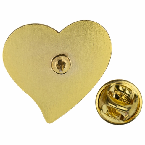1 INCH MODERN SPARKLED BLUE ENAMELED HEART WITH GOLD BORDER LAPEL PIN