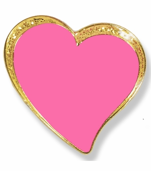 1 INCH MODERN SPARKLED PINK ENAMELED HEART WITH GOLD BORDER LAPEL PIN