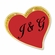 1 INCH MODERN SPARKLED RED ENAMELED HEART WITH GOLD BORDER LAPEL PIN