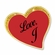 1 INCH MODERN SPARKLED RED ENAMELED HEART WITH GOLD BORDER LAPEL PIN